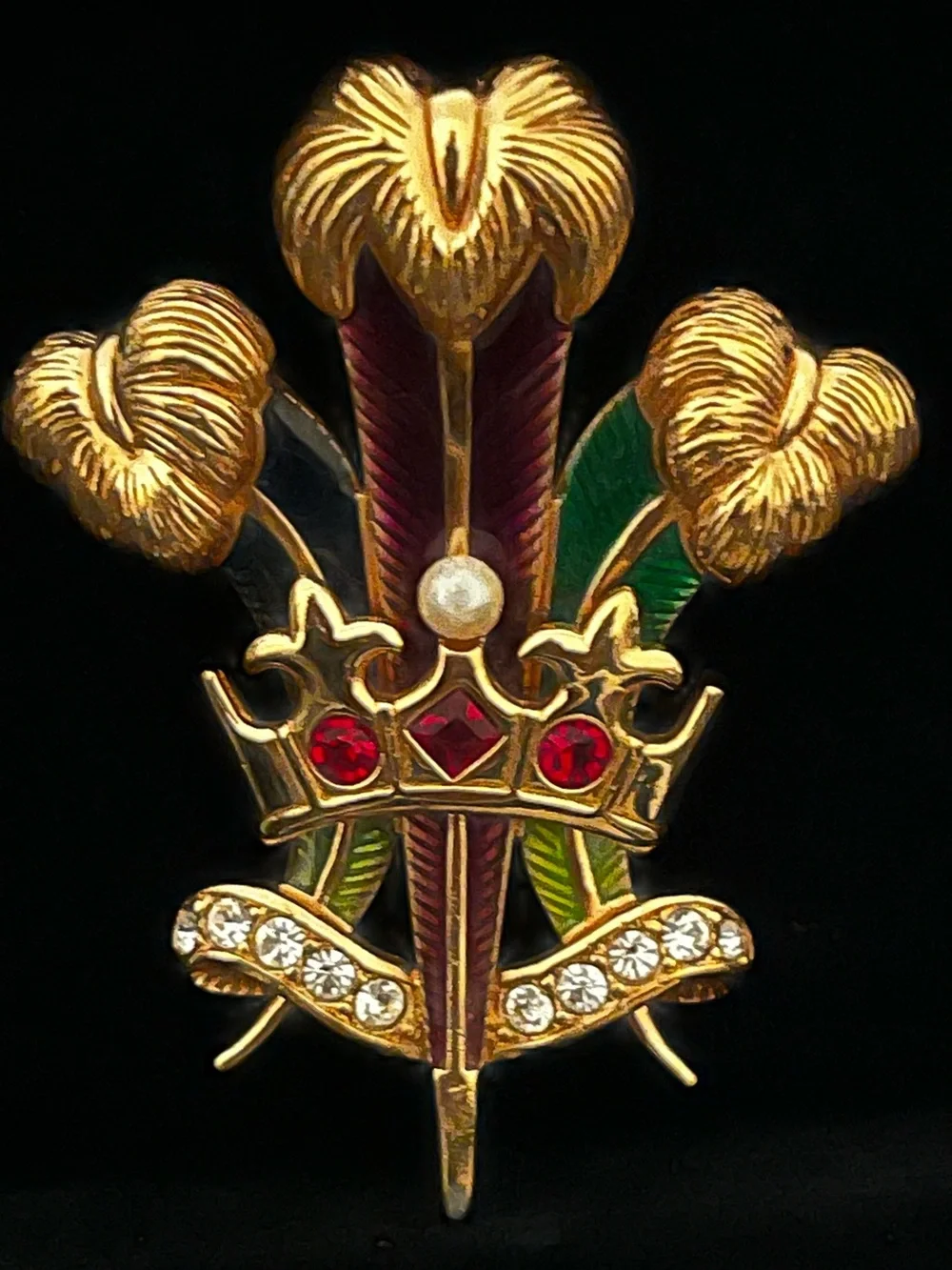 SIGNED SWAROVSKI PRINCE OF WALES FEATHER~PLUMES PIN~BROOCH RARE RETIRED ARCHIVE